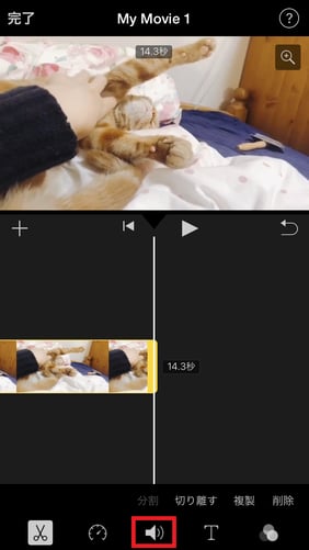 iMovieで、動画の音量を調整