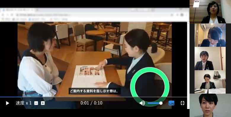 動画でオンライン研修を実施する様子