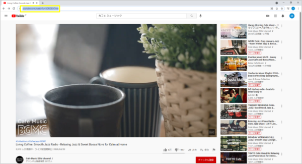 YoutubeでURLをコピーしている様子